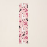 Echarpe Branca Adorável Llama Maraca Cactus Floral<br><div class="desc">Este padrão bonito e divertido é perfeito para a moça ou mulher da moda. Apresenta ilustrações desenhadas à mão de lhamas borblegum rosa, brancas e pretas, maracas com padrão, cacto e flores sobre um simples fundo rosado e rosado. É adorável, engraçado, brincalhão, único e legal! ***NOTA DE DESIGN IMPORTANTE: Para...</div>
