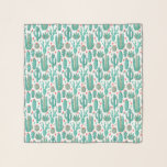Echarpe Cactus suculenta padrão cardíaco<br><div class="desc">Um fundo branco chico decorado com cacto, cactos e suculentos e corações vermelho e verde. Para raparigas, raparigas adolescentes e mulheres.</div>