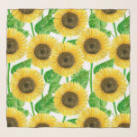 Echarpe Cor d'água do Sunflower<br><div class="desc">Padrão de aquarela design com girassóis.</div>