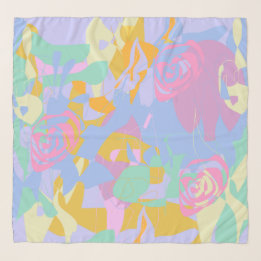 Echarpe Delicate Abstract Blue Rose Floral Chiffon Scarf