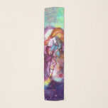 Echarpe Dia dos Namorados Românticos de ROMEO E JULIETA<br><div class="desc">Cena de sacada da tragédia de Romeu e Juilet de William Shakespeare .Pintor contemporâneo de aquarela original com cores douradas e iridescentes em roxo brilhante,  rosa,  verde,  laranja amarela,  teal,  turquesa,  branco ...  Pintor de Búlgaro Lumini (c)</div>