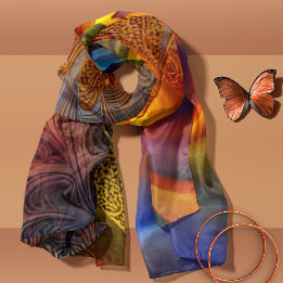 Echarpe Espirais de bronze com Abstrato azul