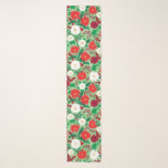 Echarpe Floral Branco Vermelho de Poinsettia Natal<br><div class="desc">Este cachecol de Natal festivo apresenta um padrão floral de poinsetos vermelhos e flores brancas de inverno em fundo verde pontilhado. Concebido pelo artista mundialmente famoso ©Tim Coffey.</div>