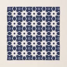 Floral Geométrico marinho Azul e Branco