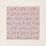 Echarpe Flores e Faces Chic Rosa<br><div class="desc">Faça uma declaração com estas flores impressas personalizadas e enfrenta o cachecol padrão leve de tecido de chiffon leve, 26" x 26".</div>
