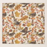 Echarpe Folhas, bagas, cogumelos e wrenes de outono<br><div class="desc">Padrão de outono pintado à mão com várias folhas autóctones,  bagas,  bolotas,  aves e cogumelos</div>