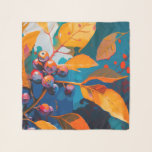 Echarpe Folhas de outono pintadas de baga. floresta abstra<br><div class="desc">Folhas de queda e bagas de rowan. Abstrato moderna floresta,  outono natural,  óleo pintado em cor laranja amarelo azul.</div>