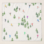 Echarpe Freeride Alpino Skiers - Esqui<br><div class="desc">design de esquiadores com tema esquiador no inverno legal com esquiadores esquiando pelas encostas do resort de esqui alpino entre as árvores cobertas de abetos em alpes. Os esquiadores Freeride estão vestindo ternos de esqui antigos coloridos, descida de esqui com esquis em um fundo branco de montanha de neve. Um...</div>