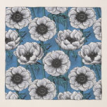 Echarpe Jardim de anêmona branco<br><div class="desc">Flores anêmonas desenhadas no Illustrator,  padrão vetorial sem costura.</div>