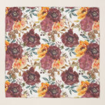 Echarpe Laranja Russo Laranja Russo Autumn Aquarela Floral<br><div class="desc">Burgundy Orange Rustic Autumn Fall Watercolor Floral Wedding Acessories Scarves Wraps apresenta um padrão floral botânico de aquarela em burgundy e laranja sobre fundo branco. Perfeito para casamentos,  madrinhas,  presente de aniversário para a mãe,  avó,  amigos e muito mais. Elaborado por ©Evco Studio www.zazzle.com/store/evcostudio</div>