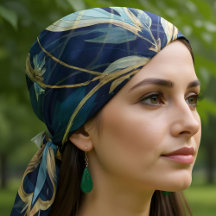 Lenço de Chiffon Mandala de Flores Azuis