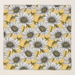 Echarpe Margaridas brancas, flores silvestres em amarelo<br><div class="desc">Padrão de vetor desenhado à mão com flores margaridas brancas</div>