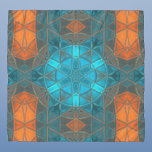 Echarpe Mosaico Caleidoscópio Flor Laranja e Azul<br><div class="desc">Este design de caleidoscópio mosaico apresenta azulejos laranja e azuis brilhantes. Um design geométrico vívido inspirado por fractais,  mandalas e mosaicos de vidro manchados. Pegue esta design de triquete bonita agora e adicione algumas cores brilhantes à sua vida!</div>