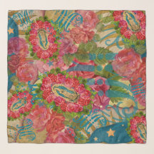 Nossa Senhora de Guadalupe e Rosas Chiffon Scarf