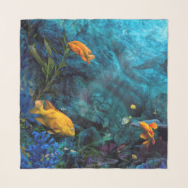 ECHARPE ORANGE FISH BLUE OCEAN