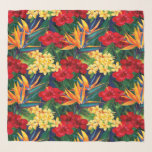 Echarpe Paraíso tropical havaiano Floral Sarong<br><div class="desc">Esta pintura digital original do famoso ilustrador Jeff Fillbach é uma explosão das cores de algumas das mais belas flores da natureza. Apresentando um conjunto de plumeria em um fundo de aquarela de tons de blues profundos, este design coordena-se com nosso Tropical Paraíso Havaiano Floral, que tem pássaros de paraíso...</div>