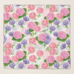 Echarpe Pássaros e flores<br><div class="desc">Padrão de aquarela com várias flores e pássaro azul pintado com aquarelas.</div>