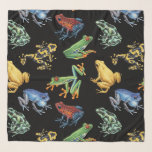 Echarpe Sapos a preto<br><div class="desc">Variedade pintada à mão de sapos de árvores e dardos</div>