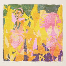 Echarpe Shabby Chic Purple Green Pink Yellow Floral Scarf