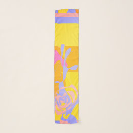 Echarpe Stylish Rose Blue Yellow Flowery Design Scarf