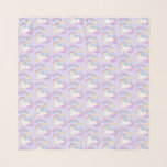 Echarpe Unicórnio Bonito Dormindo com Estrela Colorida<br><div class="desc">O cachecol Chiffon com um padrão repetitivo composto por uma ilustração de um unicórnio fofo e kawaii dormindo pacificamente com um rico encaracolado e cauda. Uma estrela colorida do arco-íris a disparar sobre a cabeça dela. Colocado sobre um fundo púrpura pastel. Design de fantasia adorável.</div>