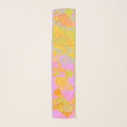 Echarpe Vibrant Orange Yellow Pink Flowery Scarf Small