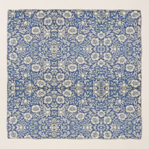 William Morris Mallow Flowers Floral Azul Branco