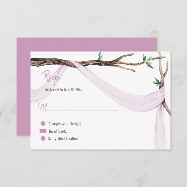 Eclectic Romance Tree Branch Lilac Gauze RSVP (Frente/Verso)