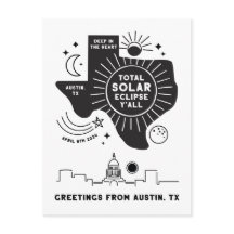 Eclipse Solar Total Austin Texas Cartão Postal