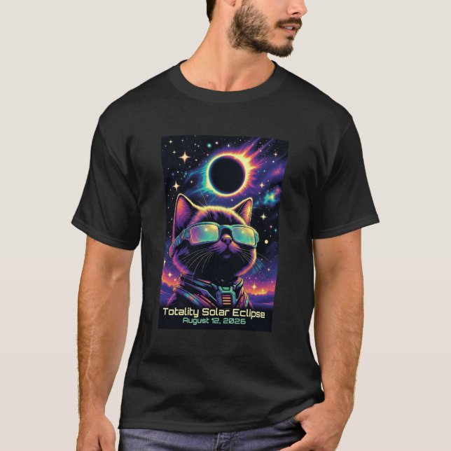 Eclipse Total do Sol 12 de Agosto de 2026 Camiseta (Frente)