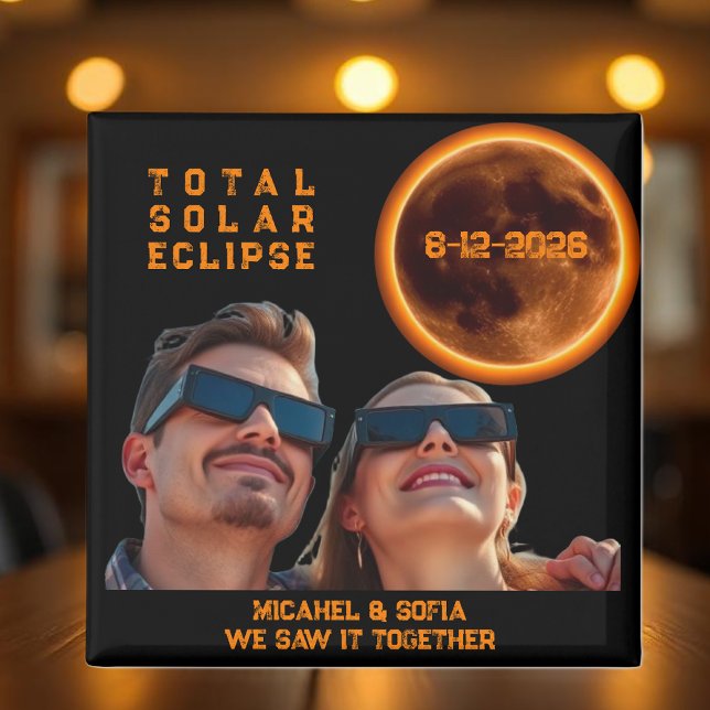 Eclipse Total do Sol 2026 Foto Lembrança (Total Solar Eclipse 2026 Souvenir Magnet)