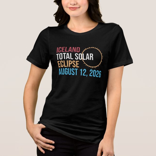 Eclipse total solar Islândia 12 agosto 2026 Camise (Frente)