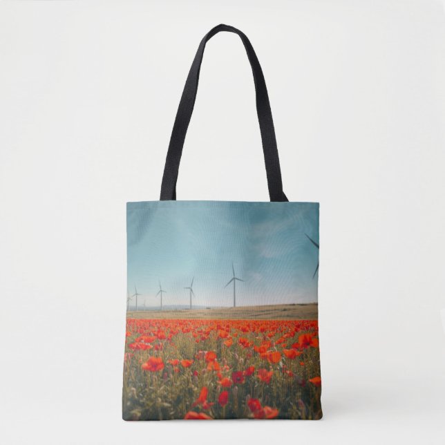 Eco Texas Tote Bag - Poppies & Wind Turbines  (Frente)
