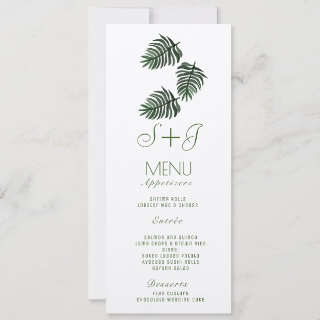 Eco Tropical Botânica Palm Leaf Drop- Kraft Menu (Frente)