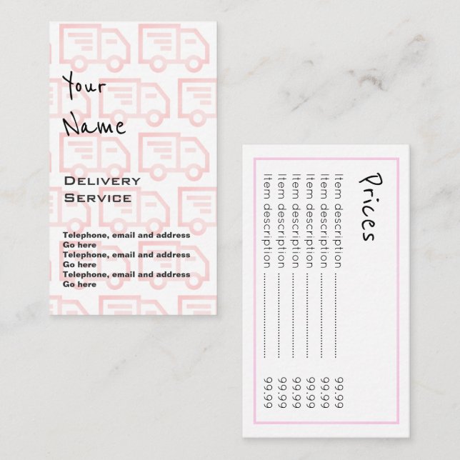 "Ecoa" cartões de preço da entrega (Frente/Verso)