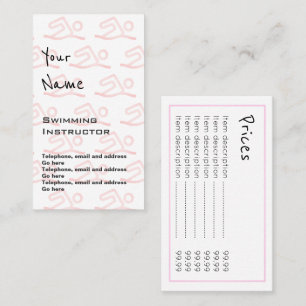 "Ecoa" cartões de preço do instrutor da natação