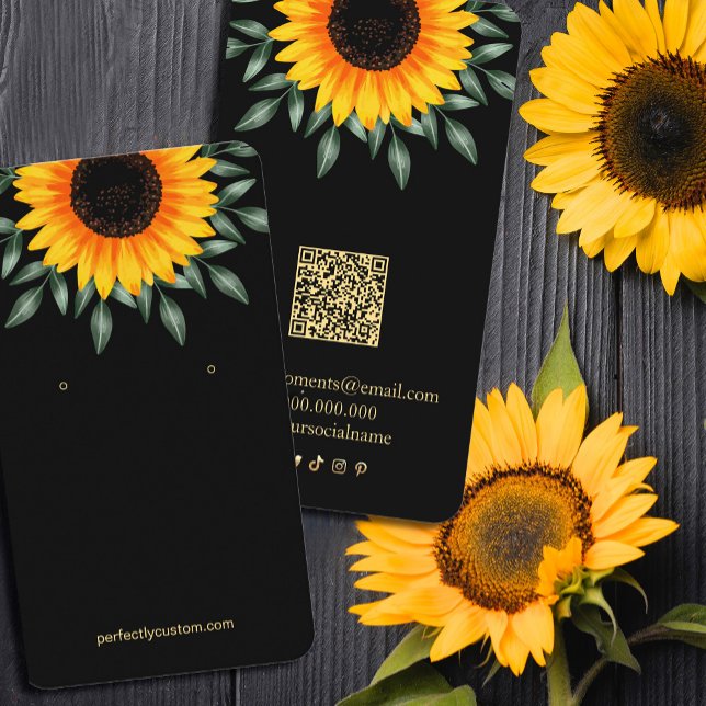 Ecrã de Orelha Sunset Cartão de visita com Girasso (Sunset Earing Display Business Card with Sunflower Sunset  #sunflowerscard)
