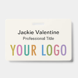 Ecru Crachá de nome de PVC com clipe de rolo ou la