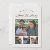 Ecru Elegant Quatro Fotografias Feliz Cartão De Na