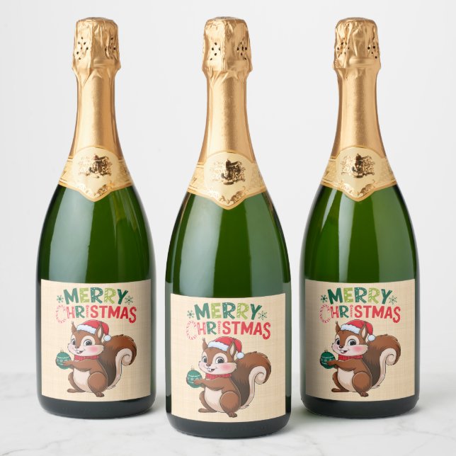 Écureuil de Noël festif avec boule de noël  (Garrafas)