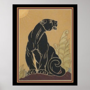 Ed Rudy Art Deco Black Panther Impressão 16 x 20