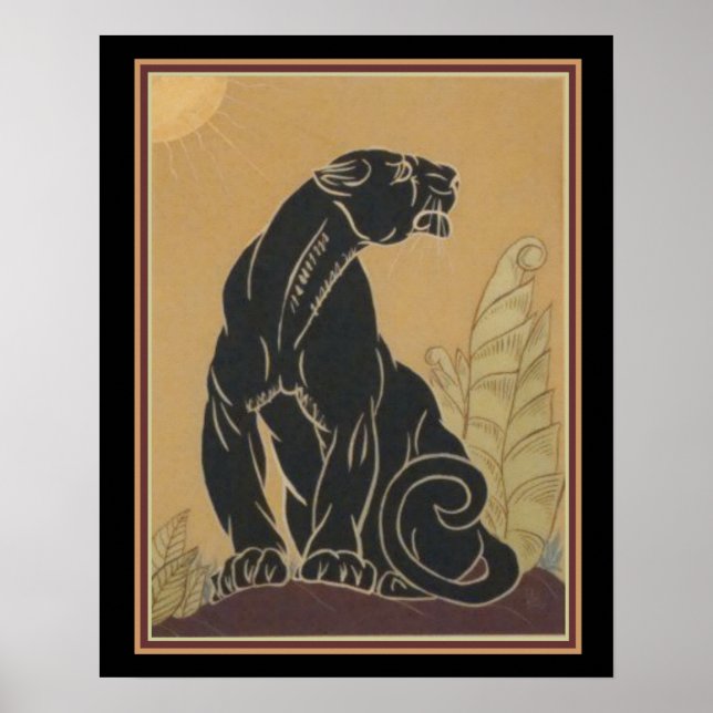 Ed Rudy Art Deco Black Panther Impressão 16 x 20 (Frente)