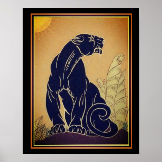 Ed Rudy Art Deco Black Panther Impressão 16 x 20 (Frente)