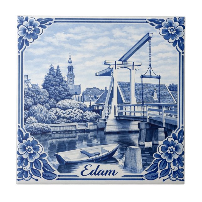 Edam Delft Blue style ceramic tile (Frente)
