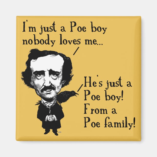 Edgar Allan Poe Boy Imã de geladeira Engraçada (Frente)