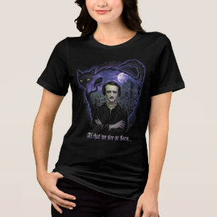 Edgar Allan Poe Gothic Womens Tee - Raven & Cat