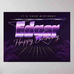 Edgar Name Vorname lila retro Poster Geburtstag