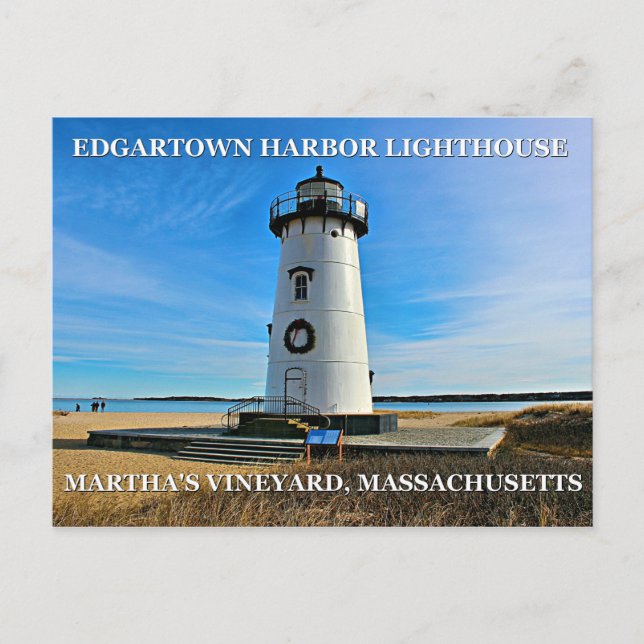 Edgartown Harbor Lighthous, cartão postal de Massa (Frente)