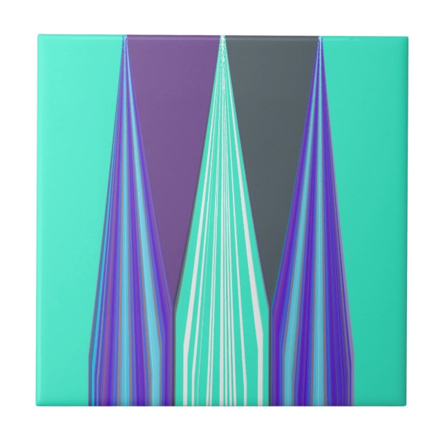 Edgy Blue Purple Cyan Chevron Art Impressão (Frente)