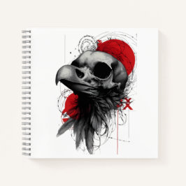Edgy Crow Skull Gothic Grunge Street Art Notebook